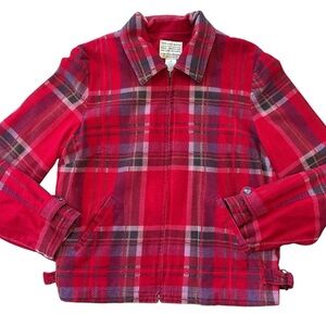 Vtg Limited Jacket Red Plaid Cotton Twill Size Medium